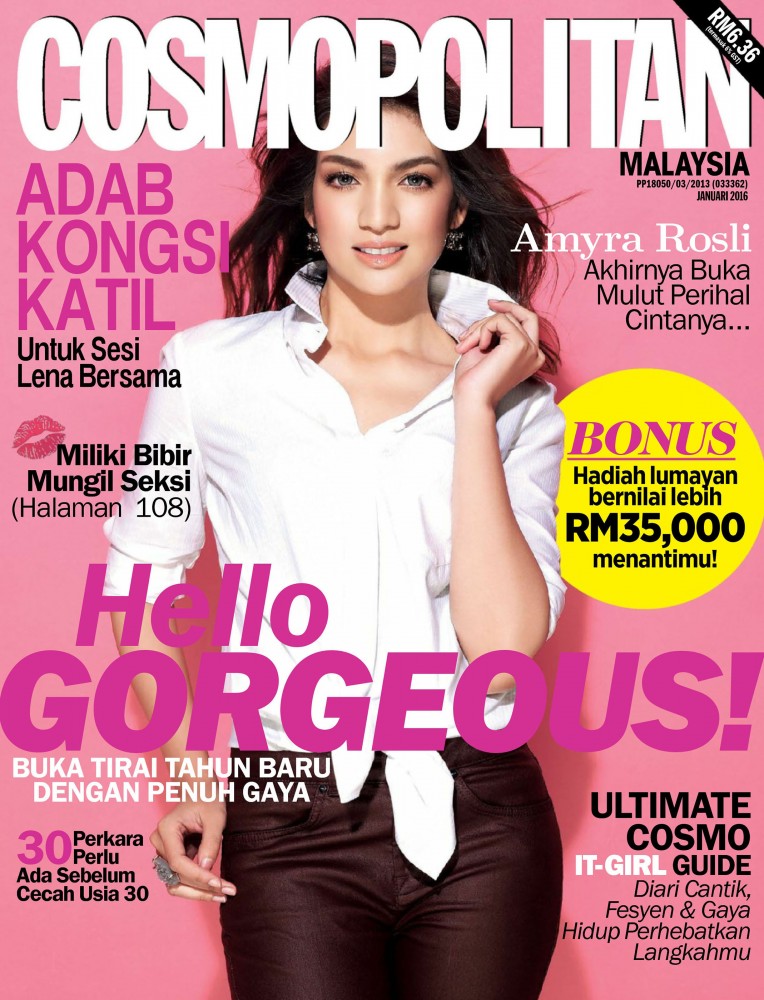 Couverture du magazine Cosmopolitan malaisien de Janvier 2016